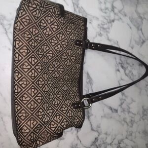 Designer Patterned Tote Bag - Brown